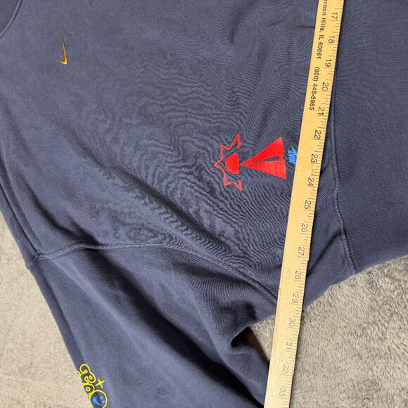Nike Go the Extra Smile Cropped Crewneck Sweatshirt Navy Smiley Swoosh Graphic S - Picture 5 of 10